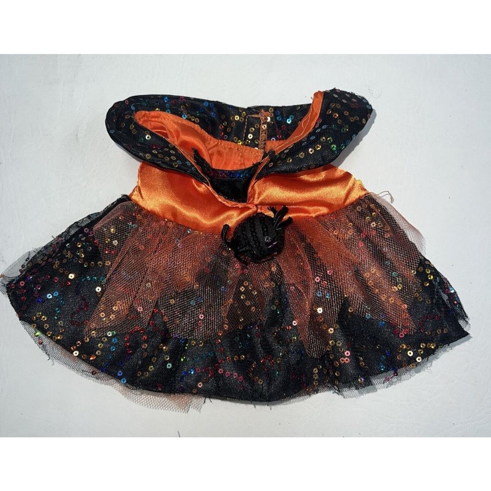 Build A Bear Workshop Halloween Sequin Spider Dress Orange Black